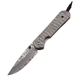 High End Cr Small Folding Knife Damascus Steel Blade CNC TC4 Titaniumlegering Handtag Utomhus EDC Pocket Mapp Knives Survival Gear