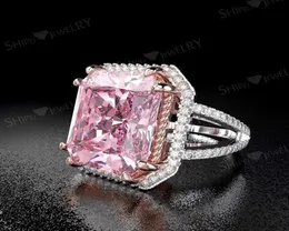 HBP Fashion Luxury Straight Temperament Lady039S Big Square Pink Ring Claw Inlaid med Diamond Electric Color Separation 8223267