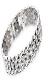 Uhrenarmband-Stil, 15 mm breit, 316L-Edelstahl, luxuriöses Herrenarmband, Gliederarmband mit Zinkenfassung, CZ-Steinen, KKA21997495833
