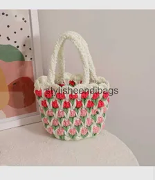 حقائب التصميم الأصلي Tulip Women Bag Yarn Crochet Crochet Lady Lady Handbag Bovers Gift Fnished Producth24218
