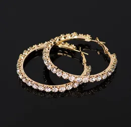 Yfjewe 2020 novos brincos de cristal strass feminino ouro tira argola brincos moda jóias para mulher e0291265696