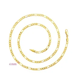 354B 50 cm x 4 mm Figaro corrente colares para homens 24k banhado a ouro joias da moda estilo europeu2066412