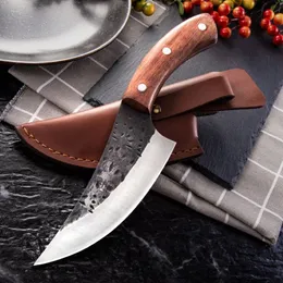 Handmade Forged High Carbon Steel Boning LNIFE Kitchen Knives BBQ Butcher LNIFE Meat Cleaver Outdoor Cooking Tool243f