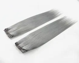 Tessuto brasiliano per capelli vergini diritti Capelli umani grigio argento 2 pacchi 100 gpezzo 1403903928039039 Nonna Grigio Ha3639878