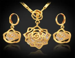 خمر إنفينيتي أنيقة روز مكعب Zirconia أقراط مجموعة 18K مجموعات مجوهرات أزياء حقيقية مطلية بالذهب للنساء 8938184