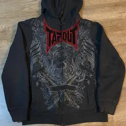 Outono inverno y2k casual vintage gótico moda impressão zip up hoodies hip hop manga longa casacos soltos moletom com capuz feminino 240118