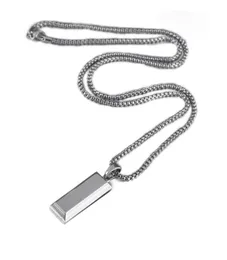 Mens Fashion Hip Hop Jewelry Bullion Pendant Necklace Silver Stainless Steel Chain Design 18k Gold Plated Trendy Necklaces For Men Gifts2566381