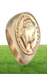 Clássico anel de ouro de aço inoxidável 316l de napoleão para homens estilo punk viking líder anel de titânio aço moda ring25882494567