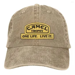 Ball Caps Retro Camel Trophy Logo Baseball Cap Unisex Distressed Denim Kopfbedeckung Outdoor Workouts Geschenk Hut