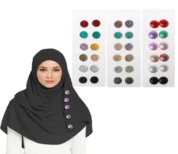 12 шт. в упаковке из 12 мусульманских универсальных магнитных брошей для шарфа со стразами, круглые булавки для хиджаба, комплект магнитных булавок, мусульманские украшения9175598