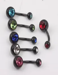 Fashion belly ring B09 mix 6 color 50pcs Anodized steel body jewelry navel belly button ring9899838