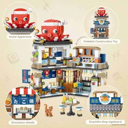 كتل 709pcs Takoyaki Store View View Izakaya Shop Toys Construction Creative Architecture Model Setmini Build