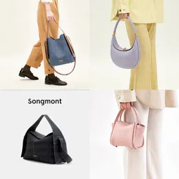 Songmont çanta kova luna çanta tasarımcısı alt kol altı hobo omuz çantası lüks büyük totes yarım ay deri çanta mini debriyaj alışveriş sepeti çapraz şarkı çanta