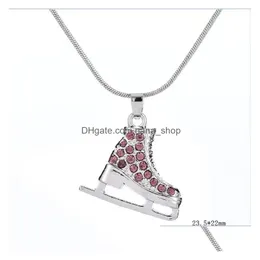 Pendant Necklaces Eueavan 5Pcs Mti Color Rhinestone Skates Shoe Pedant Necklace Sport Jewelry For Women Whole6054134 Drop Delivery Jew Dh4E8