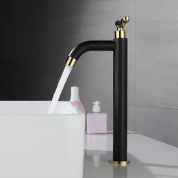 Bathroom Basin Faucets Single Cold Water Sink Black and Gold 304 Stainless Steel Handle Washbasin Tap 240127