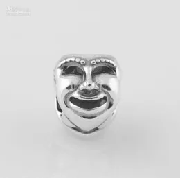 Autentiska S925 Stamped Sterling Silver Theatre Drama Mask Charm Bead Fits European Jewelry Armelets Halsband10892454092791