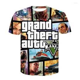 Men's T Shirts 2024 Grand Theft Auto Game Tops Clothing GTA 5 قميص أزياء خارج الملابس للأطفال