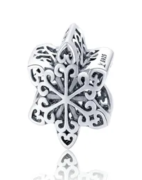 925 Sterlings Silver Snowflake Charms Fit Armband för Girls 'Crhistmas Gift Charm High Polish Vintage9877562