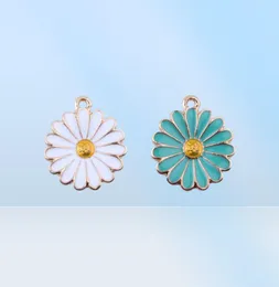 Neu angekommen, 100 Stück, Emaille-Anhänger mit Gänseblümchen-Charms, 1821 mm, vergoldet, 2 Farben für Option 7720442