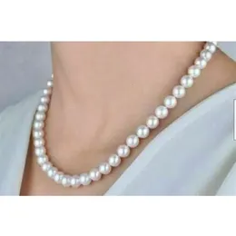 Top Grading AAAAA Japanese Akoya 910mm white Pearl Necklace 18 14K Gold Clasp fine jewelryJewelry Making 240125