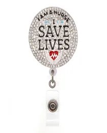 10pcslot Crystal SAVE LIVES I AM A Nurse Enamel Retractable Badge Holder4961207