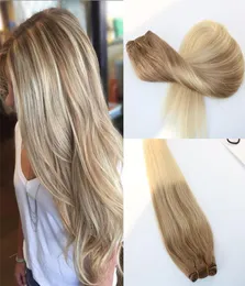 Estensioni dei capelli umani Virgin Remy Ombre da 8 a 60 Trama di capelli biondi Slik Fasci di capelli balayage lisci Balayage non trasformati Brazil9873962