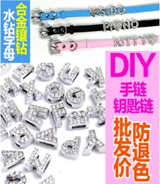 구멍 길이 8mm 130pcslot 매력 DIY 슬라이드 편지와 모조 다이아몬드 애완견 개 칼라 실버 컬러 보석 찾기 구성 요소 매력 16343578