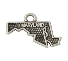 Todo o Antigo Cor de Prata Liga Maryland Mapa do Estado Americano Encantos Vintage 50pcs 1518mm AAC5909415351