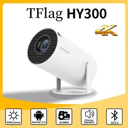 HY300 Projektor 4K Android Tflag WiFi 5G Bluetooth50 200ansi 18GB HT13 LCD Portable Beam Projector do biura kina domowego 240125