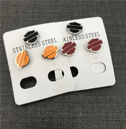 3PairSlot Red Orange Black Motorcycles Shield Earring 316L Rostfritt stål Fashion Jewellery Unisex Motorcyklare Eörringar6059883