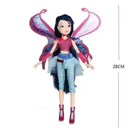 28cmの高さの妖精の妖精の少女人形のアクションフィギュアは、ギフト用の古典的なおもちゃとともにブルーム人形240129