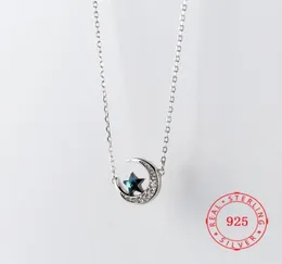 925 Sterling Silver Blue Cresl Crescent Star STAR Naszyjnik dla Lady Women Fashion Jewelry China Produkt 6536234