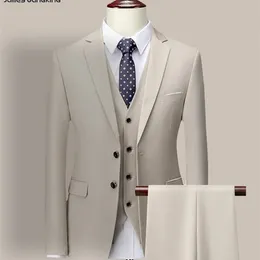 14 Färg M6XL Jacka Vestpants Highend Brand Formal Business Mens Suit Threepiece Groom Wedding Dress Solid 240119