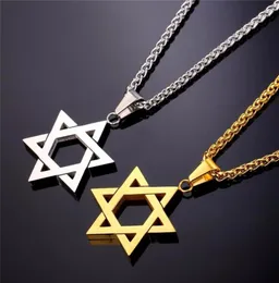 Collare Magen Star of David Pendant Izrael łańcuch Naszyjnik Kobiety ze stali nierdzewnej Judaica Gold Black Color Żydowskie mężczyzn biżuteria P813275633807