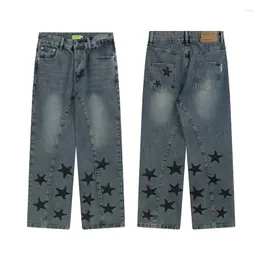 Mäns jeans baggy professionella byxor tillverkare anpassade casual män broderi patch denim