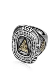 925 Sterling Thai Silver Punk Rock Eye of God Pyramid tinlay Gemstone Stone Natural Ring Jewelry5606128