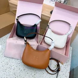 miuimiui handbags straw bag Cowhide Underarm Bag Handheld Crescent Bag Simple Advanced Single Shoulder Half Moon Bag