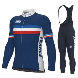 Frankrike Summer 2023 Pro Team Mens Long Sleeve Suit Cycling Jersey MTB Bicycle Clothing Ropa Cykelkläder Mallot Ciclismo Hombre 240131