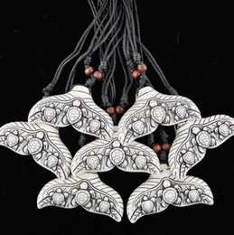 Whole 12PCS Cool Ethnic Tribal White Imitation Yak Bone SharkWhale Tail Surfing Turtles Pendant Necklace Mermaid tail charms 7351754