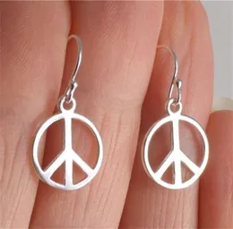 Dangle Chandelier Antique Silver Color Peace Sign Earrings Symbol Charms5994047