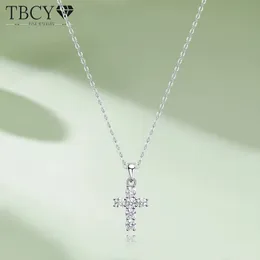 TBCYD D Color Cross Pendant For Women 18k White Gold Plated S925 Sterling Silver Necklace Chain Wedding Fine Jewelry 240125