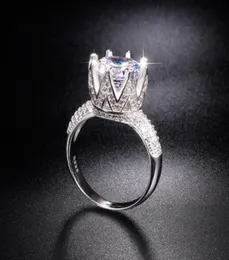 Promoção sólida 100 925 prata esterlina anéis de casamento coroa jóias para mulheres 8ct simulado diamante anel de noivado sz 510 y18752828