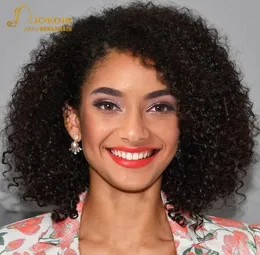 Joedir Afro Kinky Curly Bob Парики с фронтальной частью шнурка Короткие парики из натуральных волос на шнуровке Бразильский Remy Вьющийся парик из человеческих волос Fast 2871702