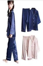 2PCSSet Summer Autumn Girls Boys Silk Pyjamas Sleepwear Soft Home Underwear Pyjamas for Children Children New1393481