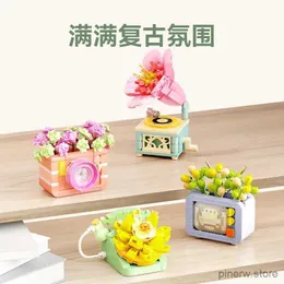 كتل الأثاث الزهور المصنع المنزلي ديكور المكتب المنزلي لبنات الجهاز بونساي الطوب نموذج DIY للأطفال