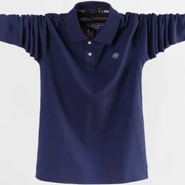Men Polo Shirt Mens Prace biznesowe Casual Bawełniane męskie tee jesienne długie rękawie Turn-Down Polo koszule plus rozmiar 5xl 6xl 240126