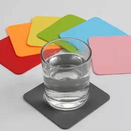 Table Mats 10cm Solid Silicone Coasters Heat Insulation Coffee Cup Mat Non-slip Drink Glass Beverage Holder Pad Square Protect Desktop