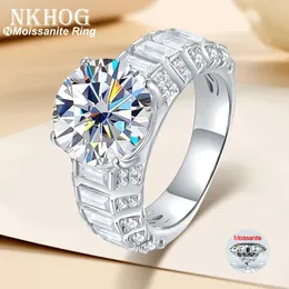NKHOG 3オプションリング925シルバーメッキ18Kゴールドスパークリングビッグダイヤモンドリングジュエリー女性ギフトGRA証明書240125