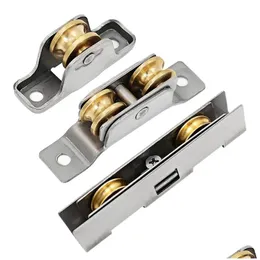 Other Door Hardware 2Pcs Balcony Sliding Plastic Steel Door Pley Aluminum Alloy Sn Window Brass Wheel Mute Roller Hardware Drop Delive Dh8Uv