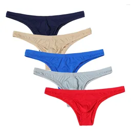 Cuecas Mens Sexy Underwear Briefs Seamless Ice Silk Fino Respirável Intimo Uomo 5 Pçs / Lote